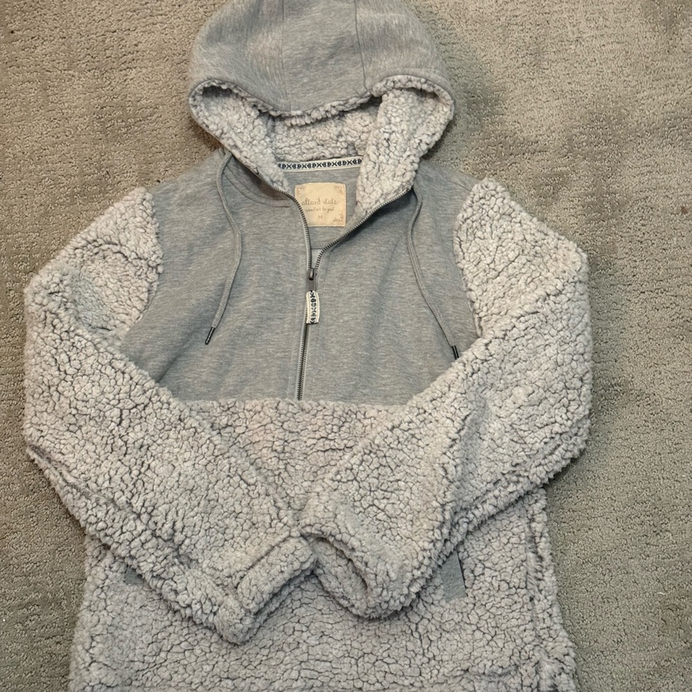 Altar'd State Gray Sherpa Popover‎ 1/4 Zip Hoodie Size M